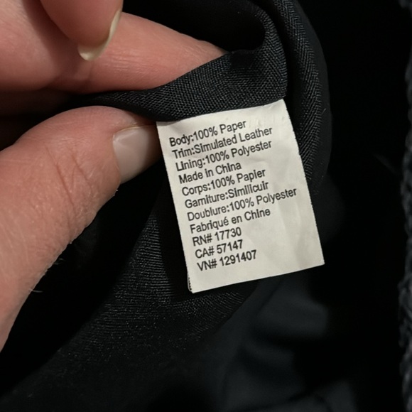 Large Merona Brand Woven Paper Tote Bag-Navy-Faux Leather Straps-Snap Closure - Picture 14 of 16